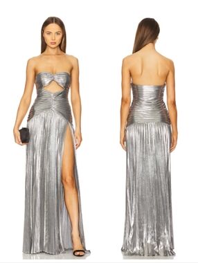 Retrofete Mallory Cut-Out Design Aluminum Plisse Dress/Gown Small NWT